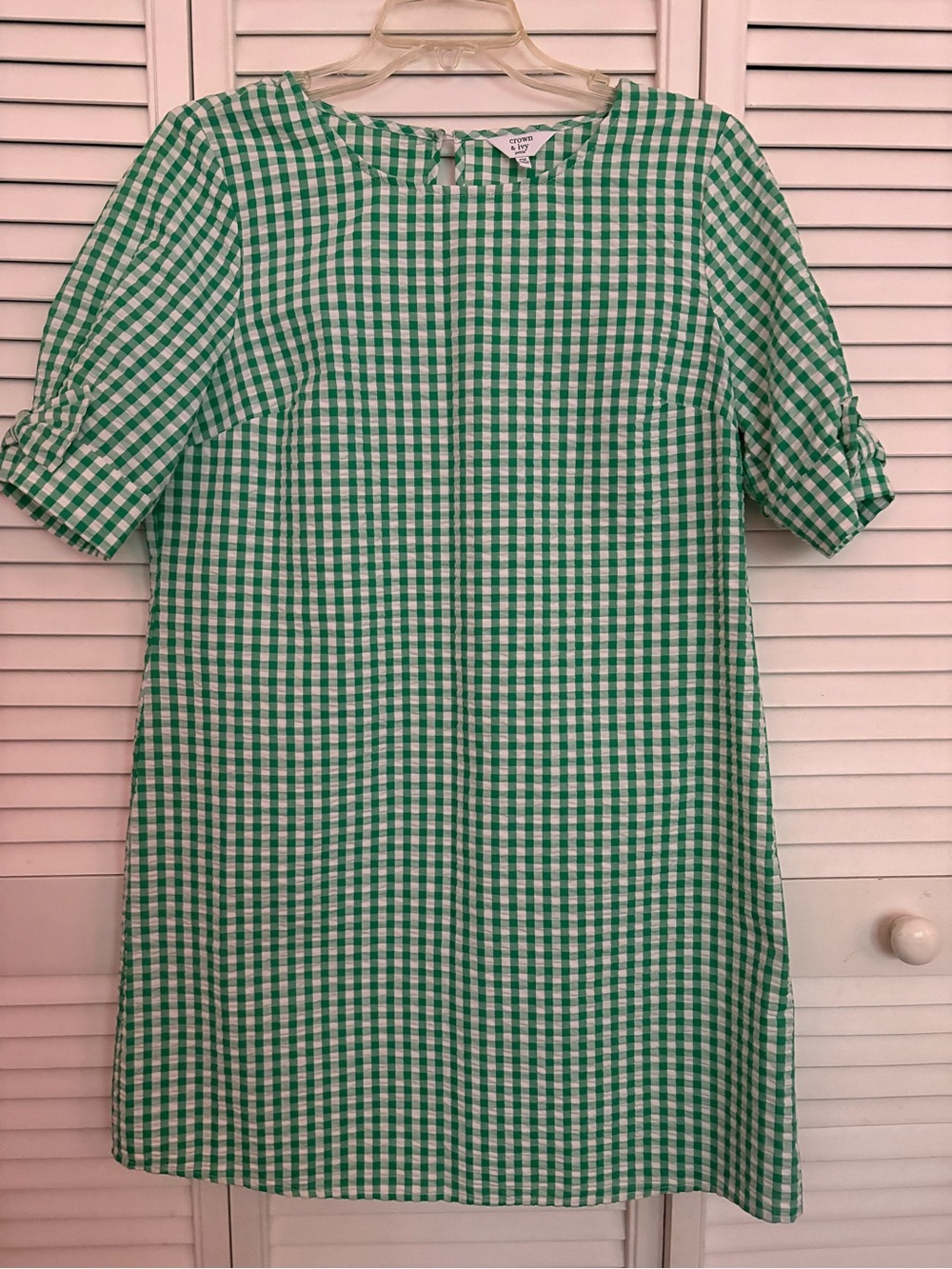 Crown & Ivy Green and White Gingham Dress